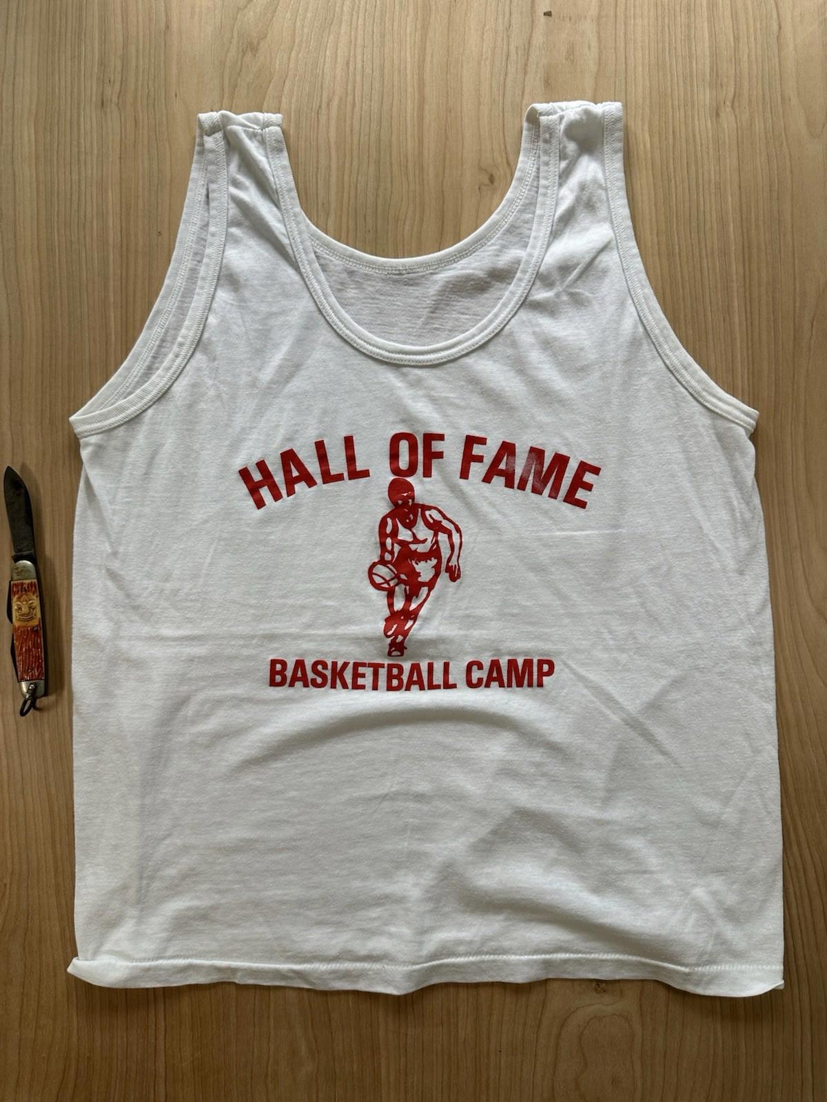 vintage 1980's BASKETBALL CAMP tank top SINGLE STITCH hall of fame LARGE