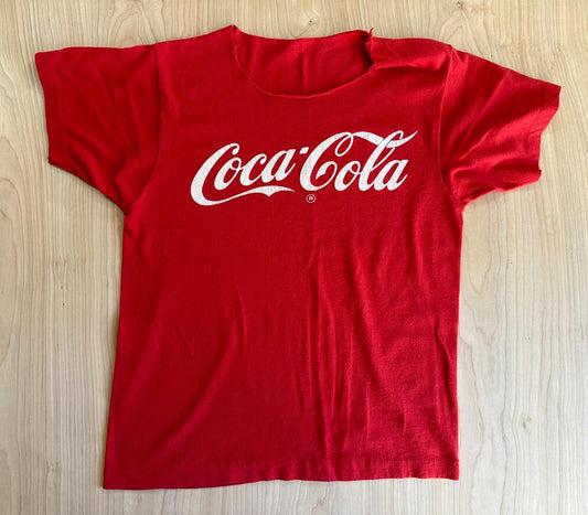 coca cola single stitch vintage distressed small red t shirt 1980's