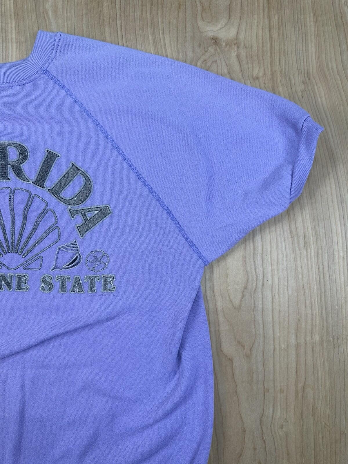 vintage 90's FLORIDA tultex raglan SHORT SLEEVE SWEATSHIRT large LAVENDER wow