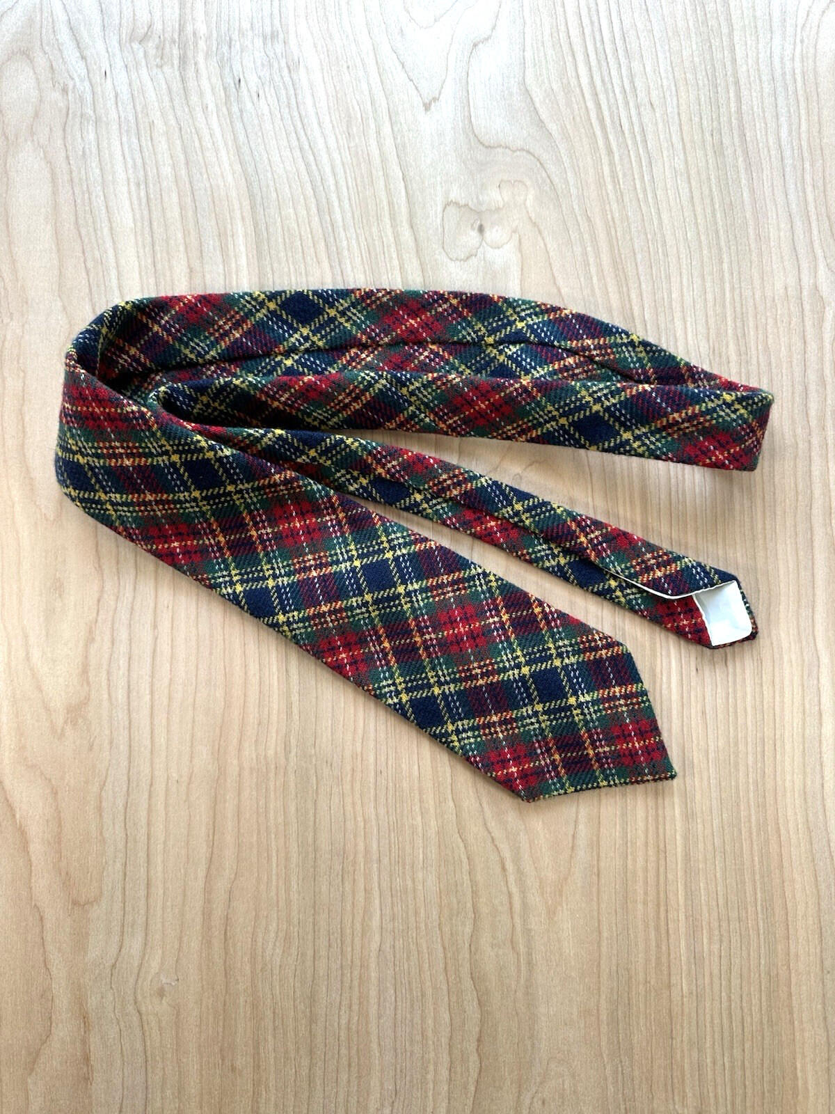 vintage 1980 plaid wool tie BEAUTIFUL rumson roulette hand made preppy classic