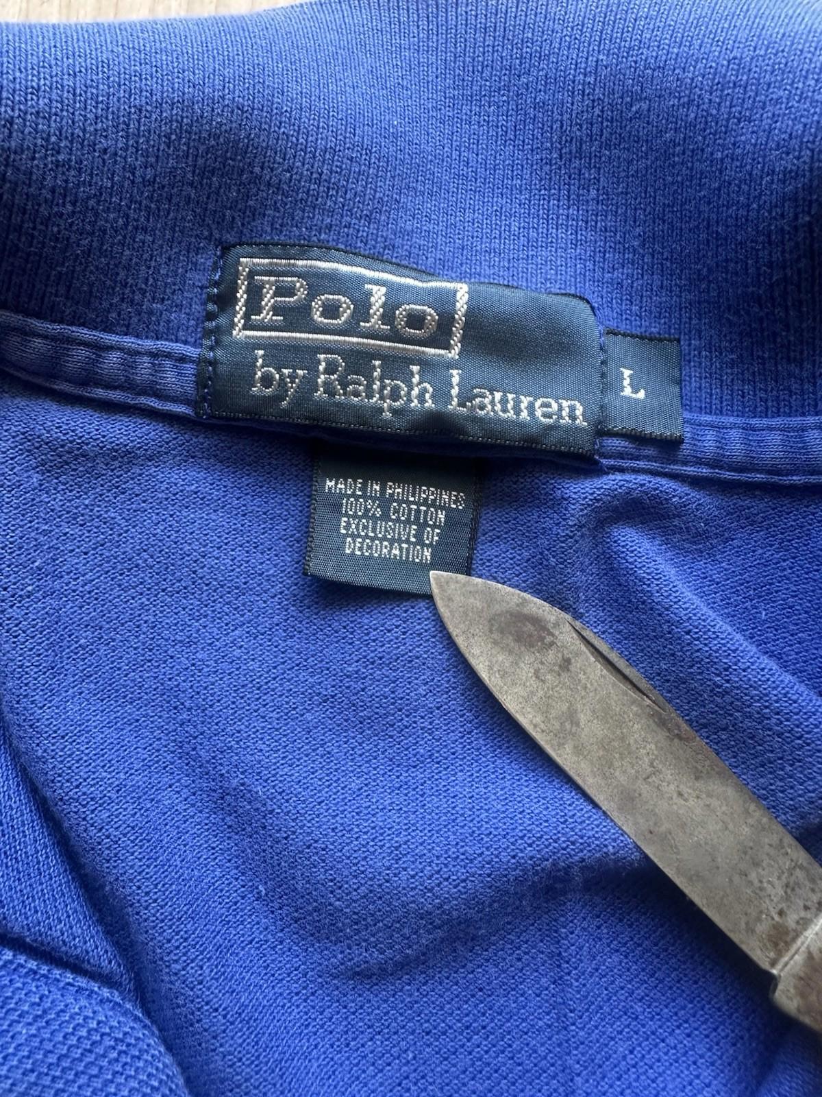 vintage 90's POLO shirt RALPH LAUREN blue pique WORN faded BROKEN IN soft