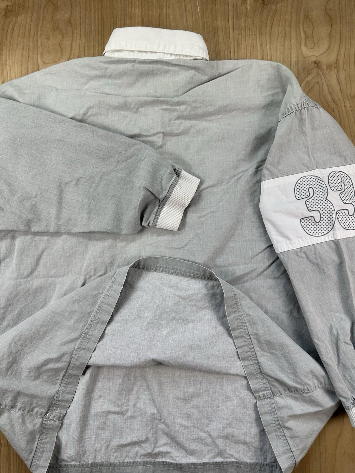 vintage 80's NAF NAF PARIS rugby ASNN collard button up GREY large PREPPY