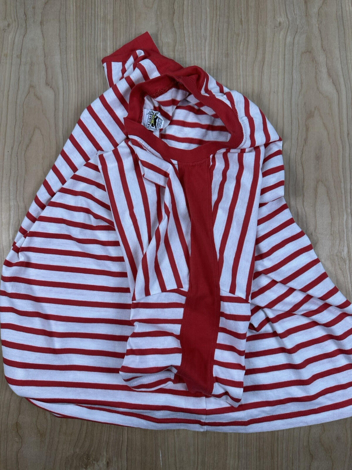 vintage 80's LE TIGRE red and white striped TOP beachy SAILOR GIRL punk LARGE
