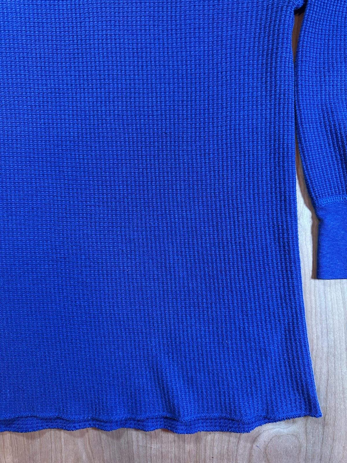 vintage 70's LONG JOHNS waffle top BLUE size LARGE super cool!