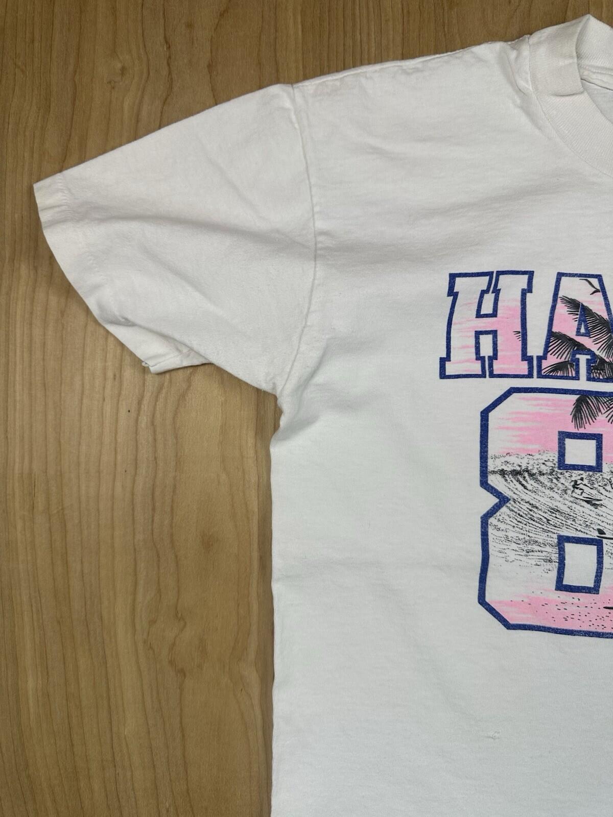 vintage 1988 HAWAII surfing T SHIRT tourist BEACH WARE skateboarding SMALL white