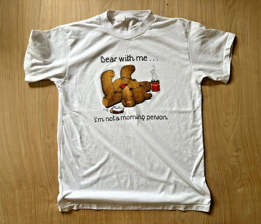 Vintage Bear With Me I’m Not A Morning Person T-Shirt Adult XL White 1990
