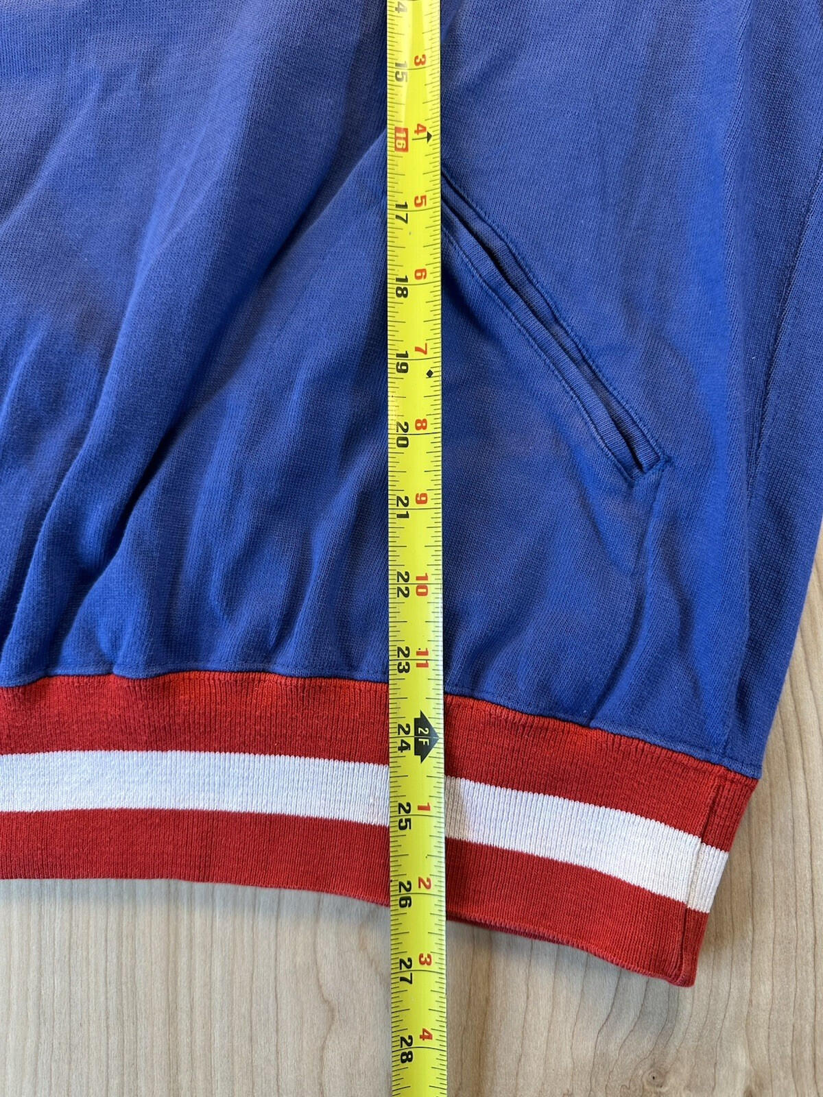 vintage POLO crewneck SWEATSHIRT red white blue STRIPE pockets XTRA LARGE