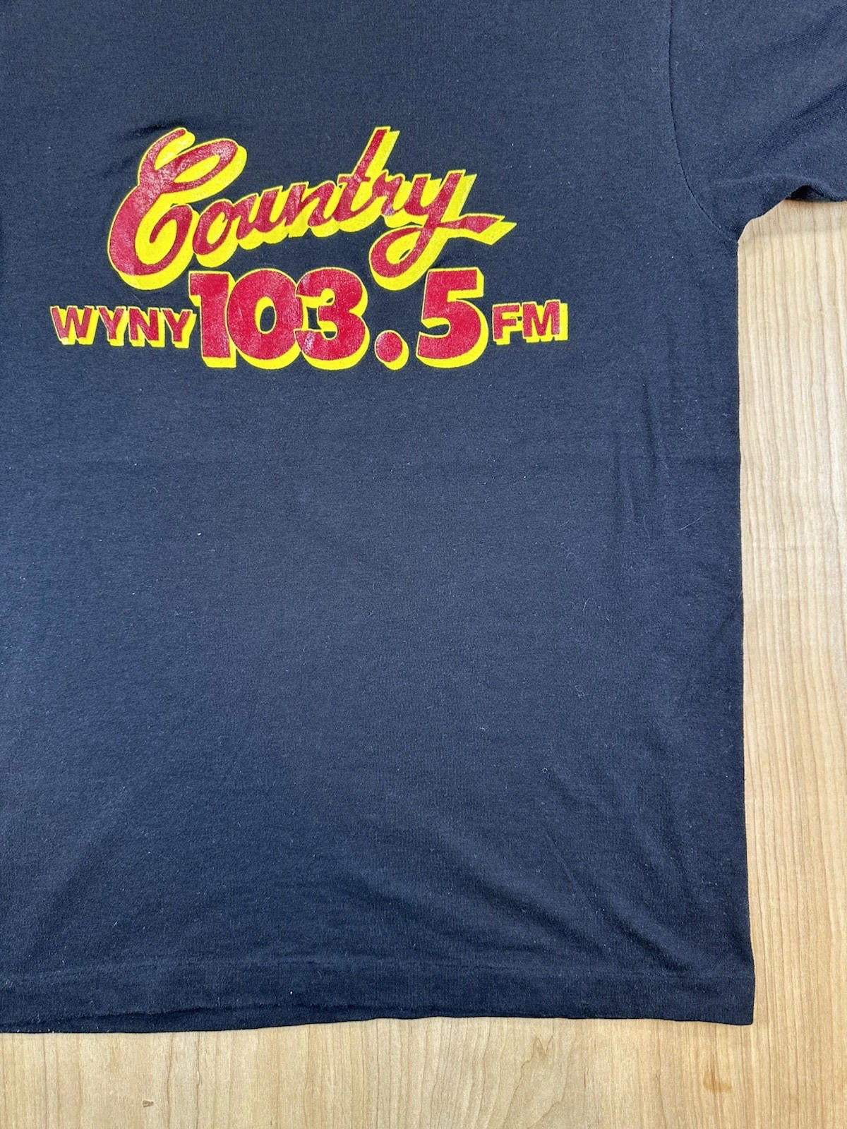 vintage 1988 NYC COUNTRY RADIO STATION t shirt wyny 103.5 FM ched tag BLACK med