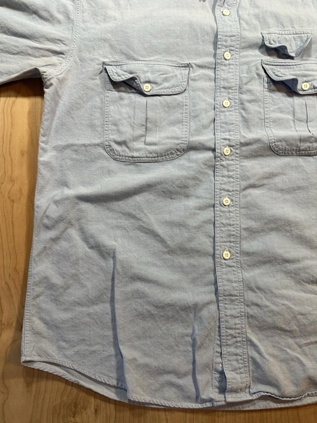 vintage 80's ORVIS button down FISHING SHIRT 100% cotton CHAMBRAY three pockets