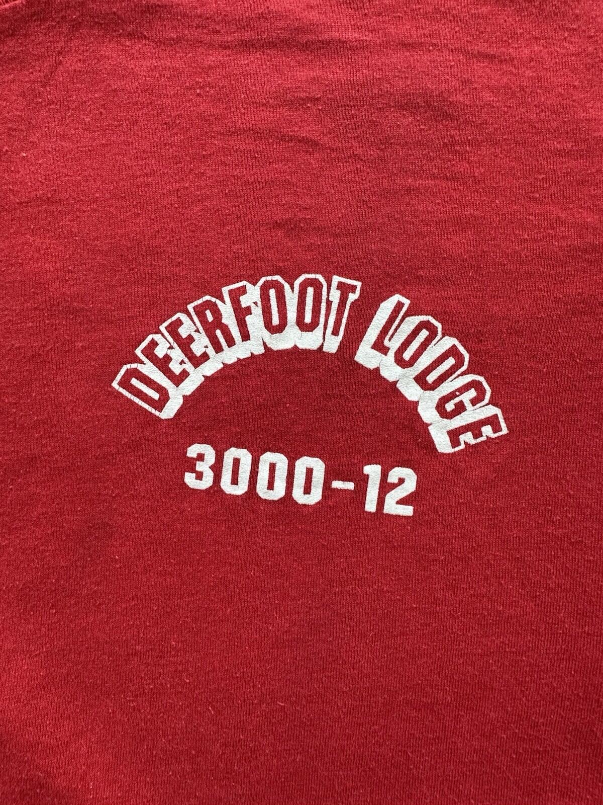 vintage 1980's CAMP T SHIRT screen stars DEERFOOT LODGE  3000-12 red shirt large