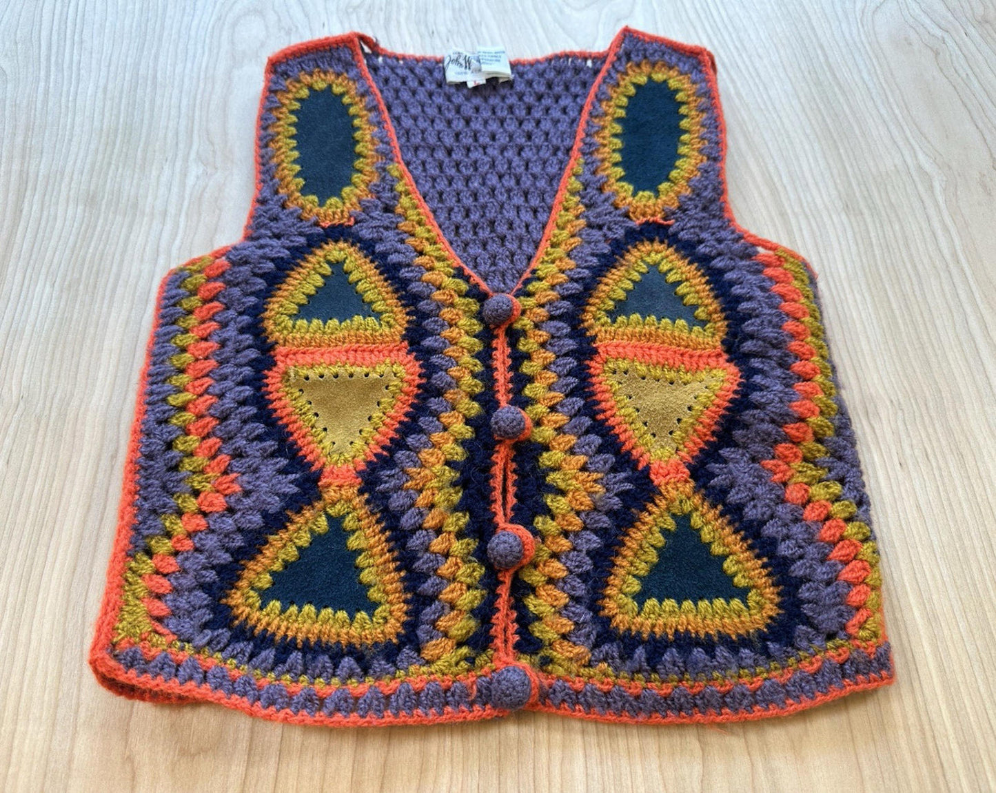 vintage 1960's CROCHET VEST hippy CHILDRENS boho JOHN WANAMAKER amazing LOOKY