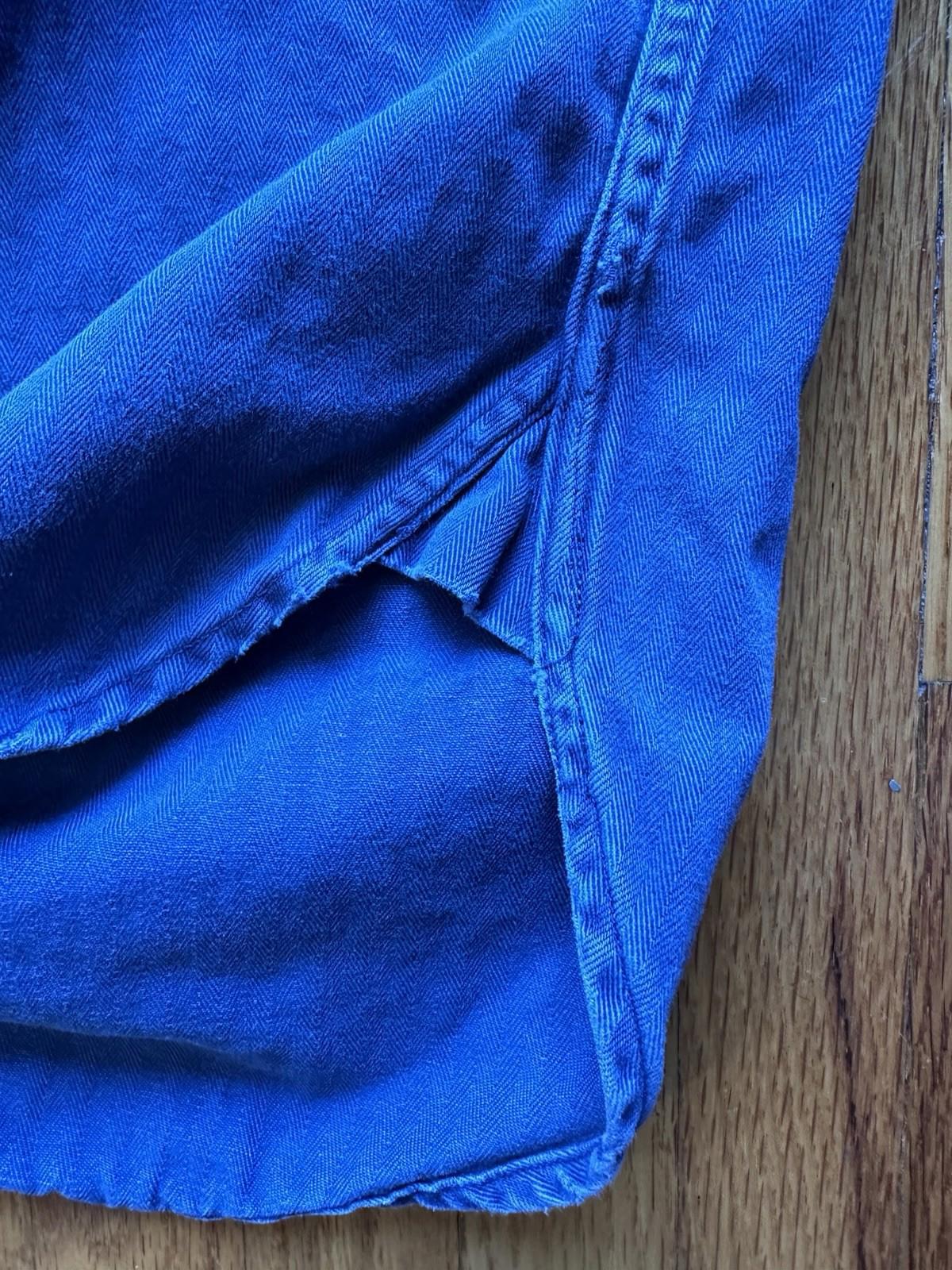 vintage 90's Abercrombie & fitch WORK SHIRT XL blue herringbone COTTON rare NICE