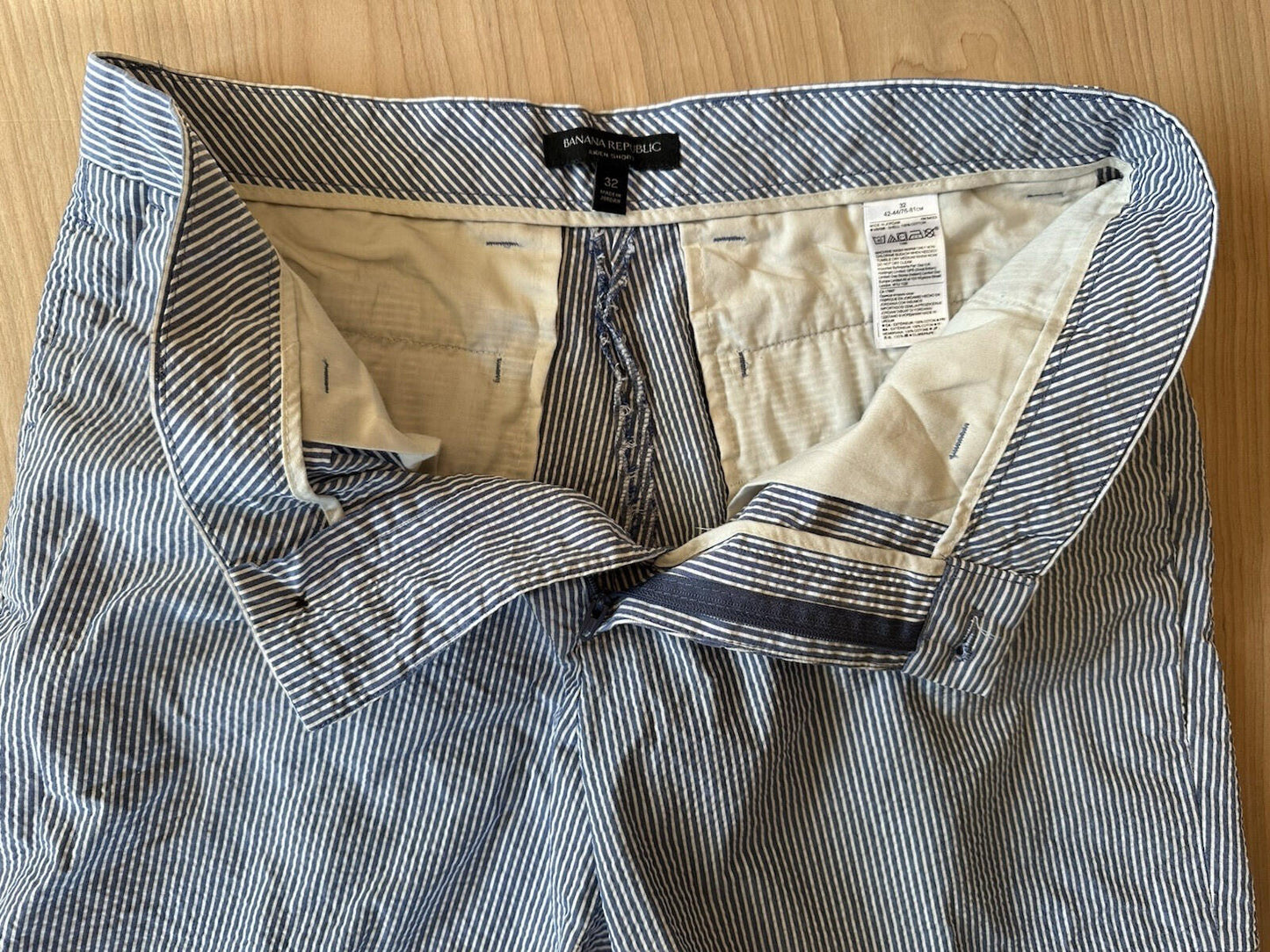 2018 BANANA REPUBLIC seersucker AIDEN SHORT size 32x7 CLEAN cool