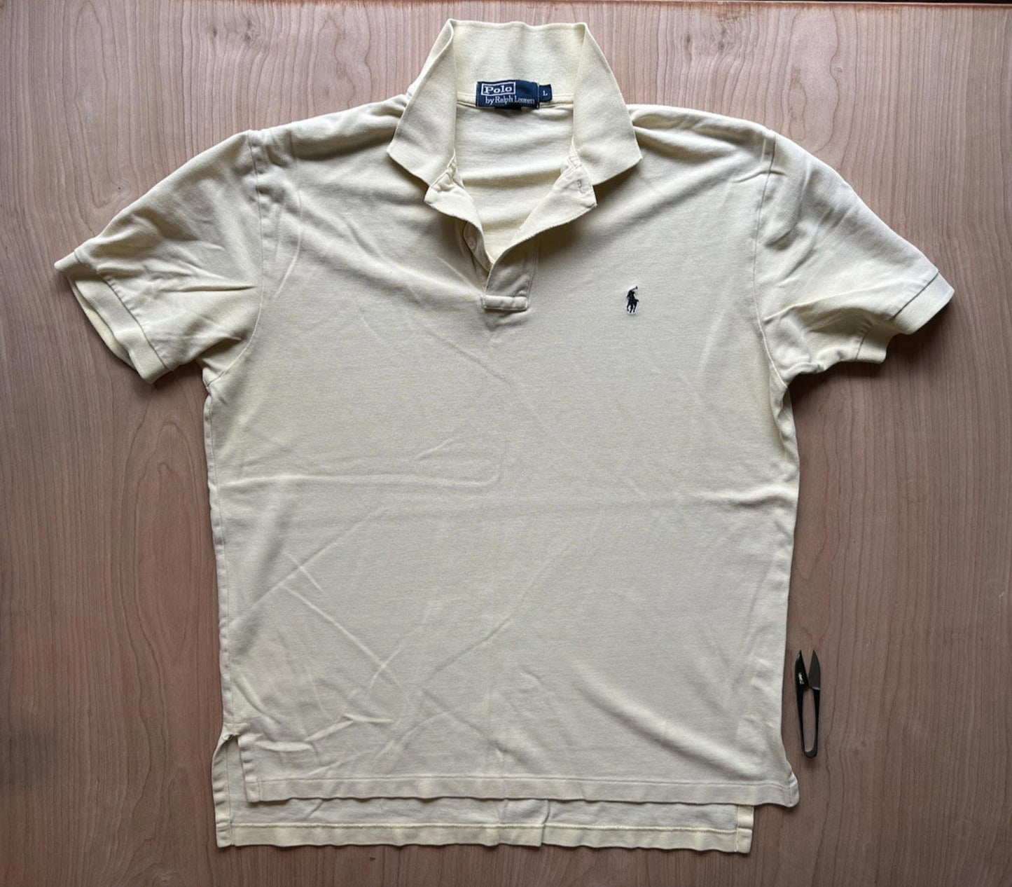 vintage 90's POLO shirt RALPH LAUREN yellow WORN faded BROKEN IN shredded SOFT