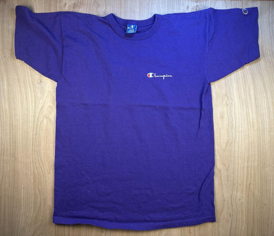vintage 80's CHAMPION logo T SHIRT purple ALL COTTON made in USA xtra large