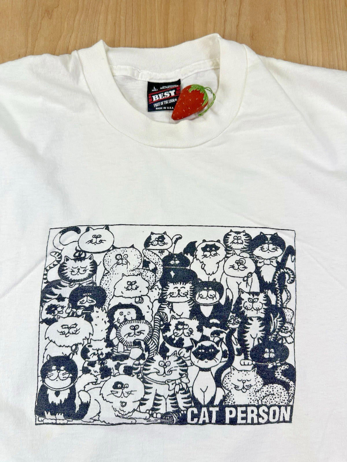 vintage 90's CAT PERSON t shirt LARGE screen stars best ILLUISTRATION cute NORM