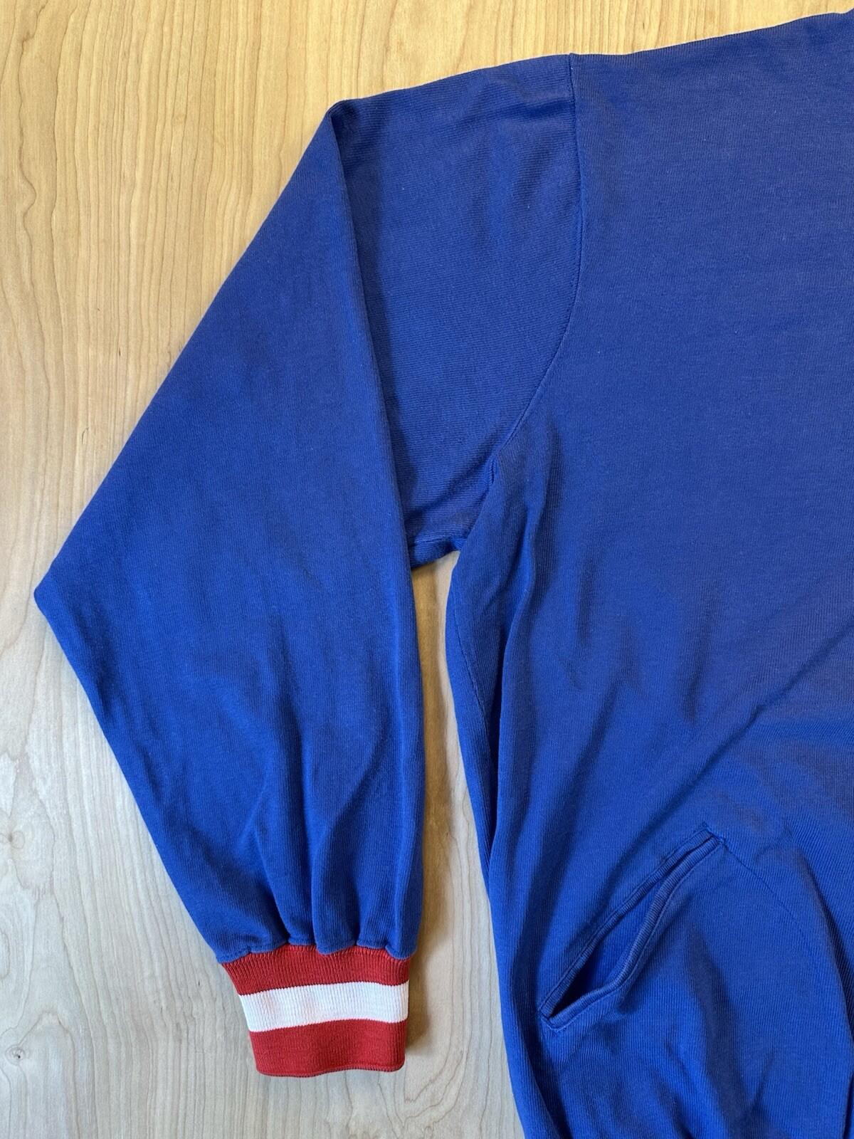 vintage POLO crewneck SWEATSHIRT red white blue STRIPE pockets XTRA LARGE