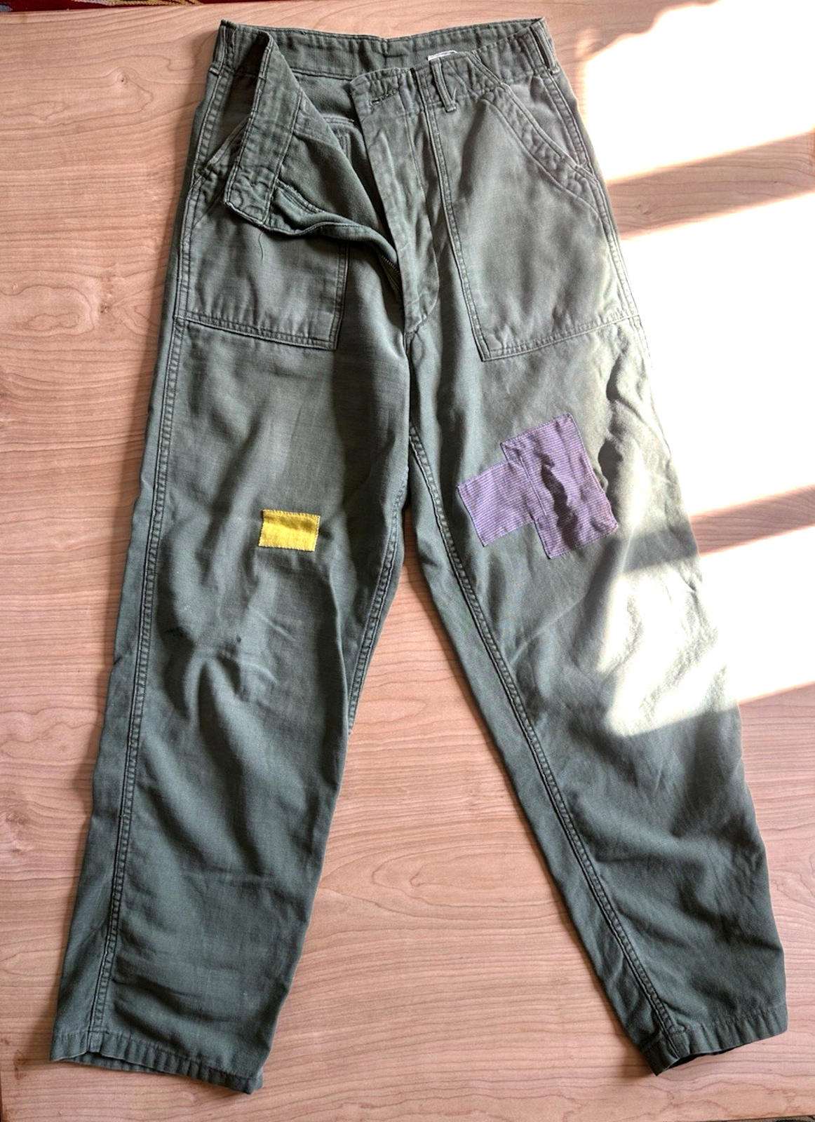 Vintage Vietnam 1968 Era OG 107 Military Green unisex 28" x 30" Pants patches