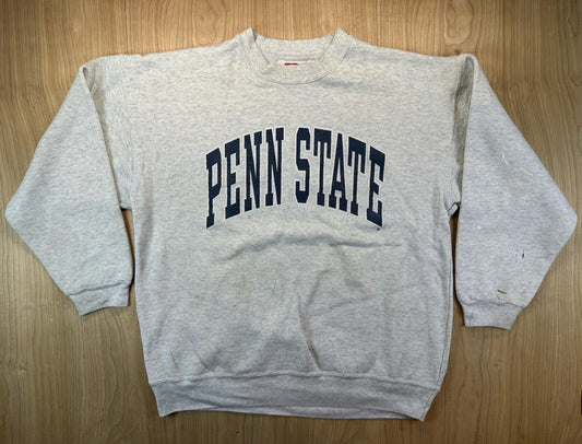 vintage 80's PENN STATE sweatshirt L double sided print DODGER tag PAINT SPLAT