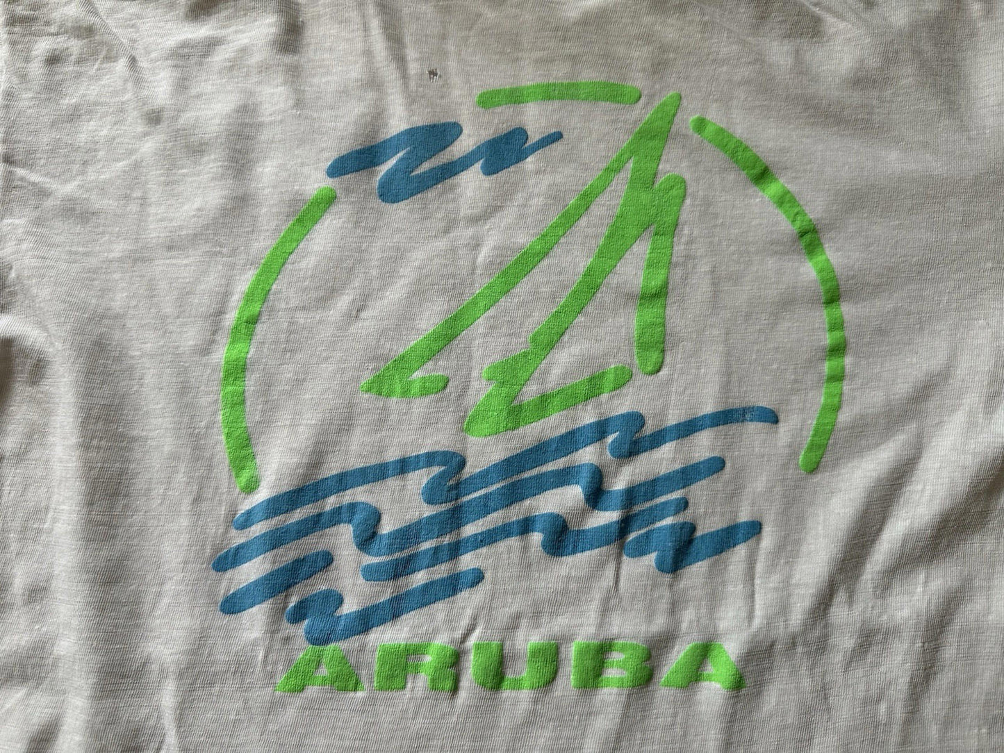 vintage 80's neon sail ARUBA SHIRT single stitch size XTRA LARGE white hot