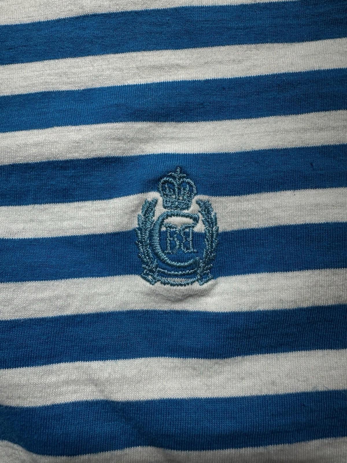 vintage 80's BUGLE BOY striped T SHIRT cotton LARGE preppy PUNK blue and white