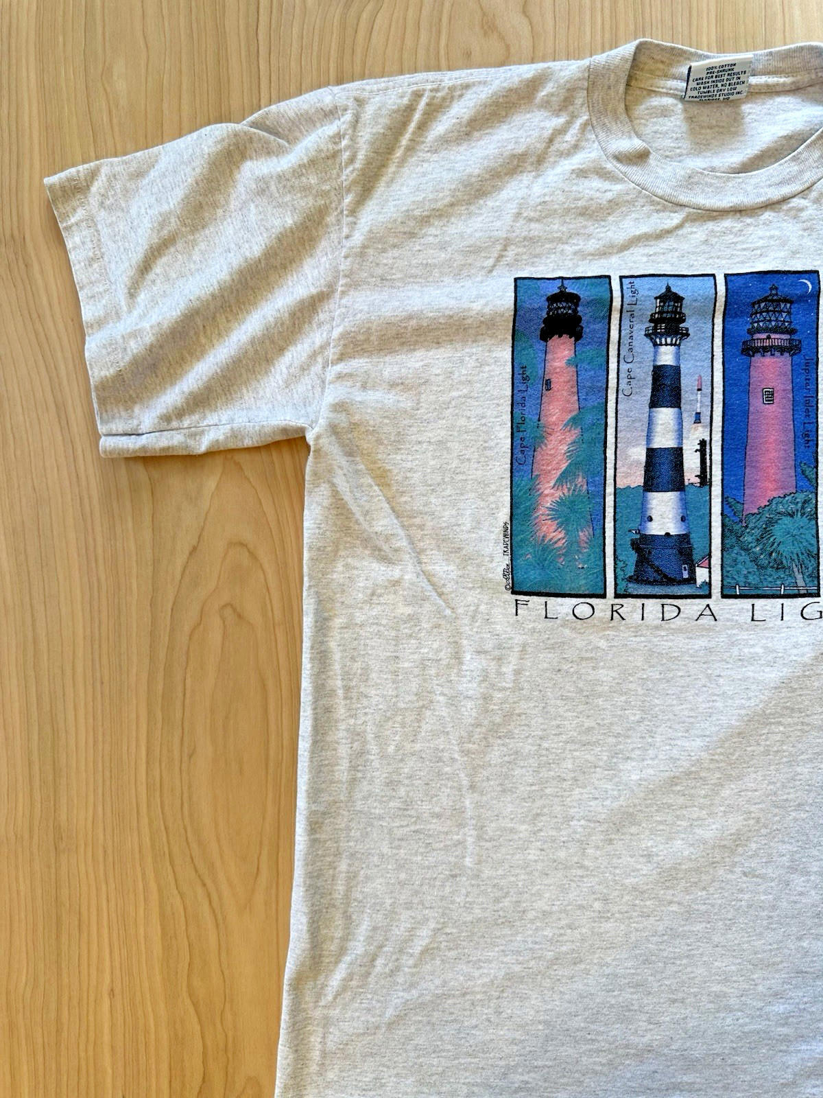 vintage 90's FLORIDA LIGHTHOUSE T SHIRT single stitch preppy LARGE nautical