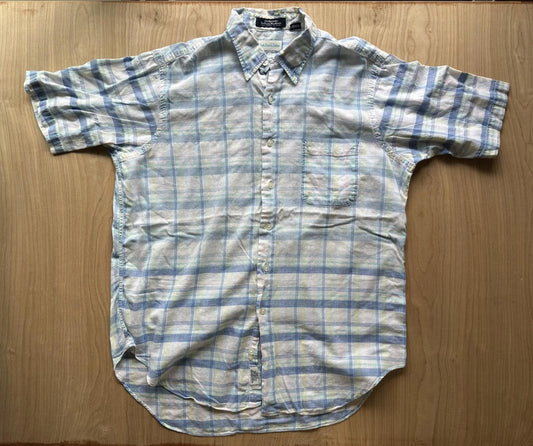 vintage 90's INDIAN MADRAS botton up SHORT SLEEVE large MARK FORE & STRIKE