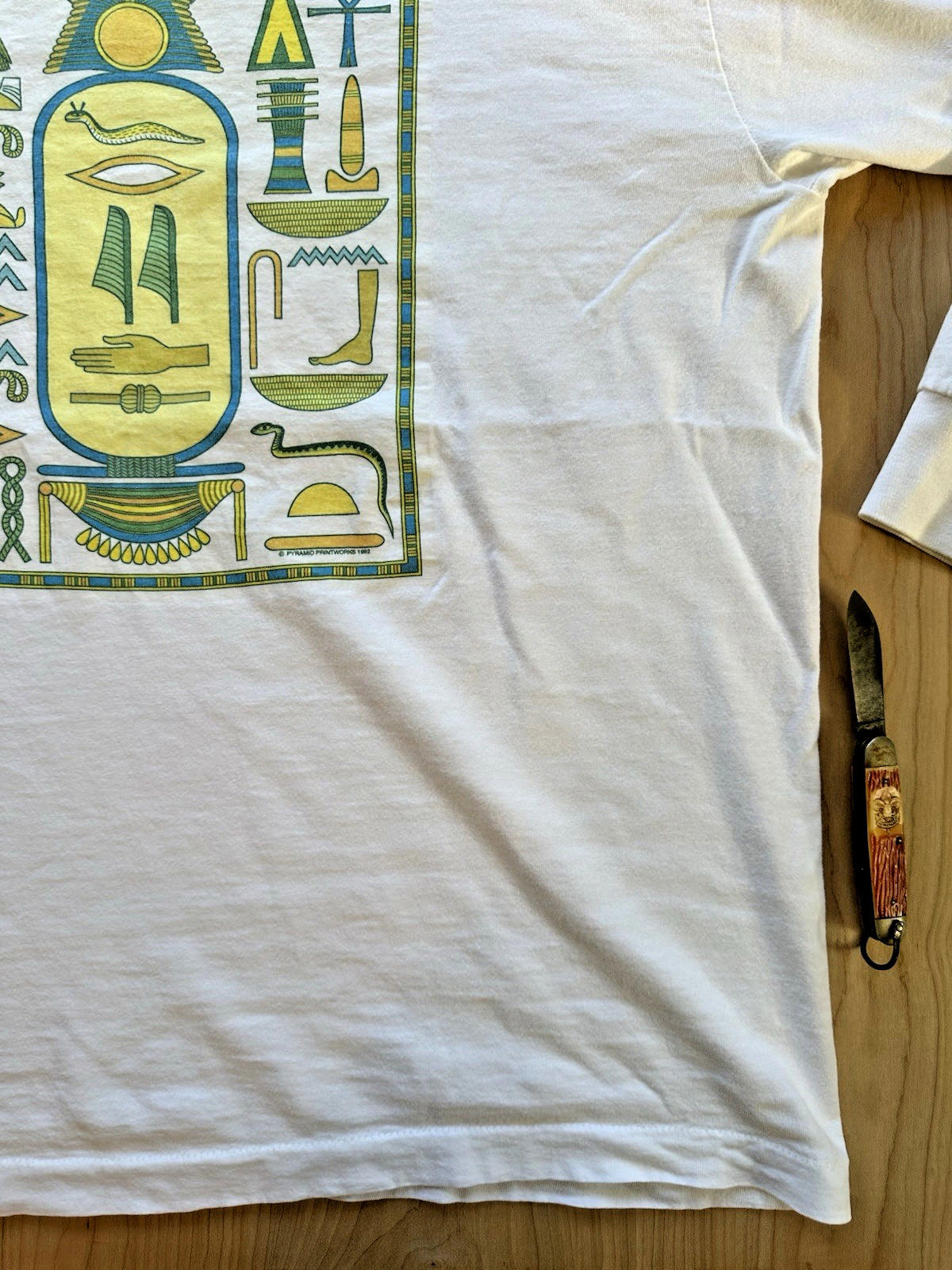 vintage 1992 PYRAMID PRINTWORKS longsleeve T SHIRT single stitich hyrogliphics