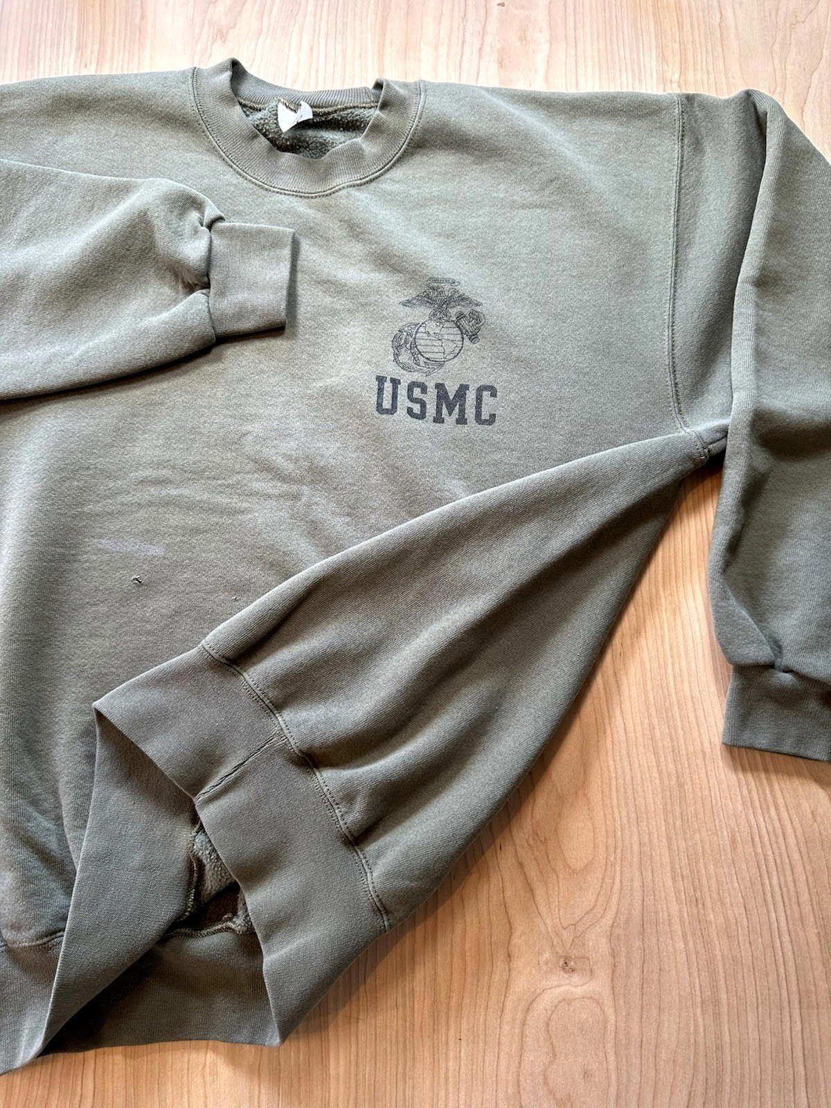 USMC Sweatshirt Mens L Marine Corps Military Crewneck Vintage 80s  sun FADED
