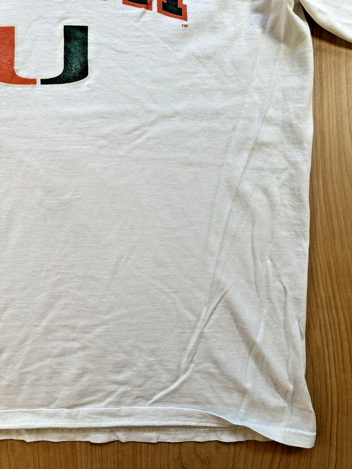 vintage UNIVERSITY OF MIAMI champion T SHIRT worn out FADED medium WHITE soft