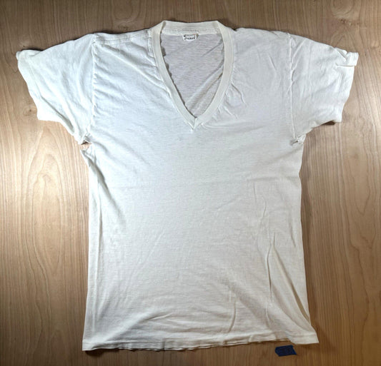 vintage 60's JOCKEY UNDERSHIRT v neck SHREDDED worn PATINA torn MEDIUM j3