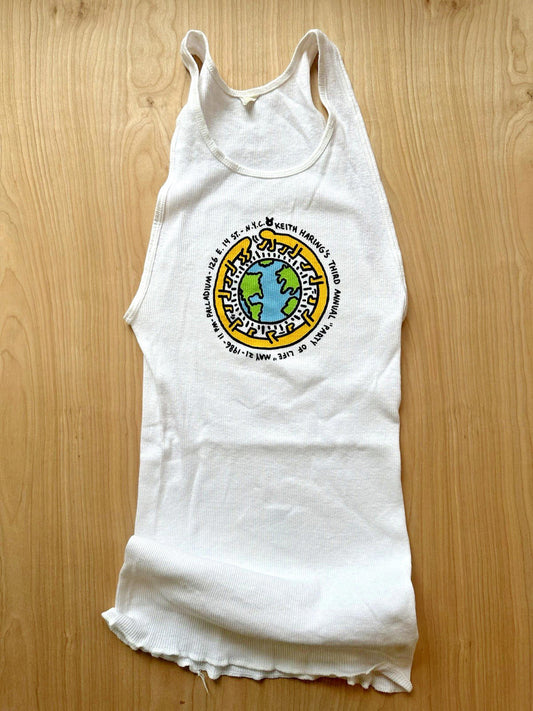 Keith Haring 1986 party of life INVITATION tank top shirt never worn RARE