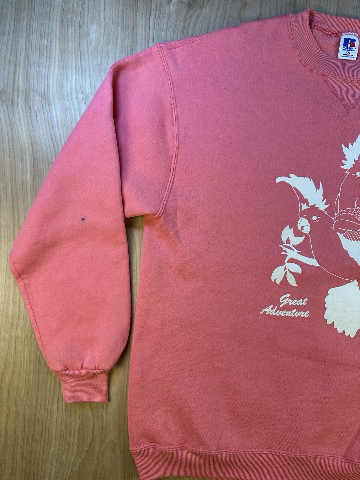 vintage 80's GREAT ADVENTURE sweatshirt RUSSELL ATHLETIC USA made XXL pink