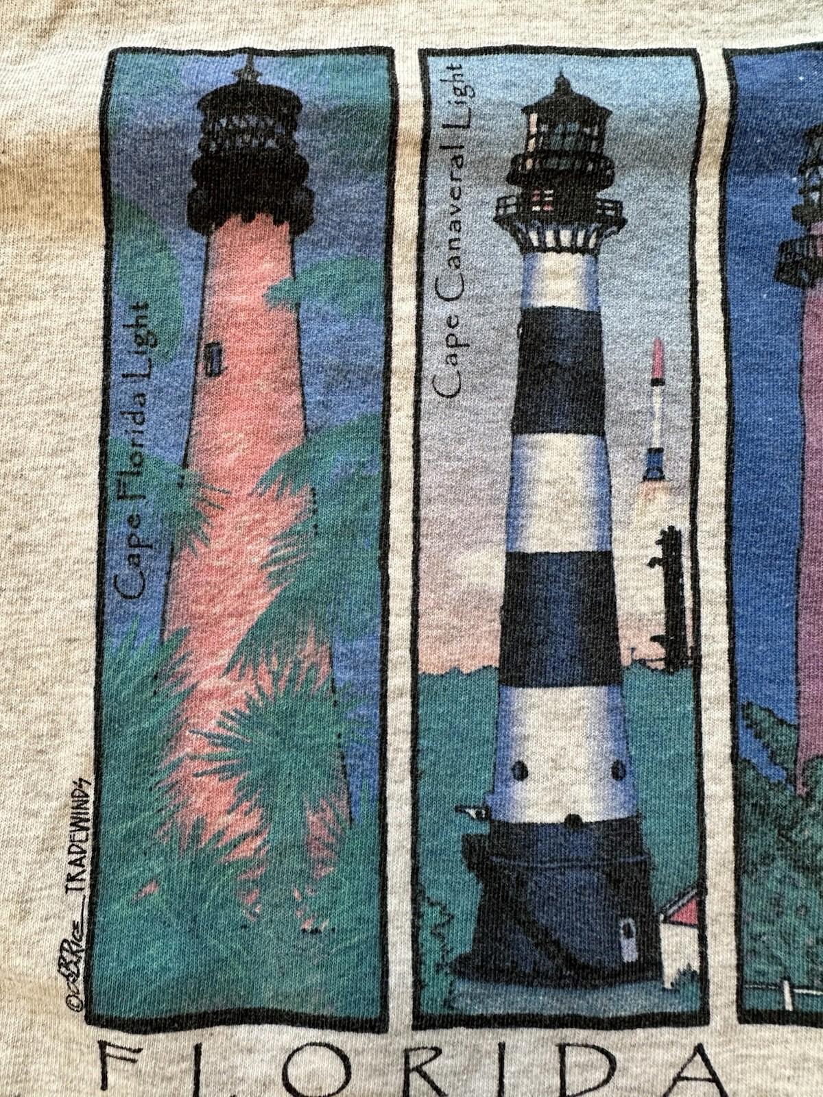 vintage 90's FLORIDA LIGHTHOUSE T SHIRT single stitch preppy LARGE nautical