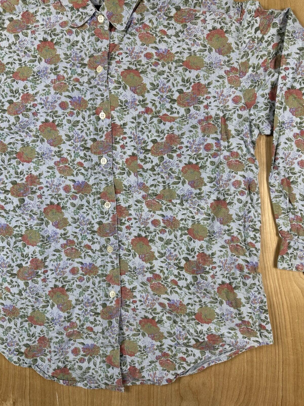 vintage 80's GAP floral blouse BUTTON DOWN cotton SMALL pocket PREPPY country