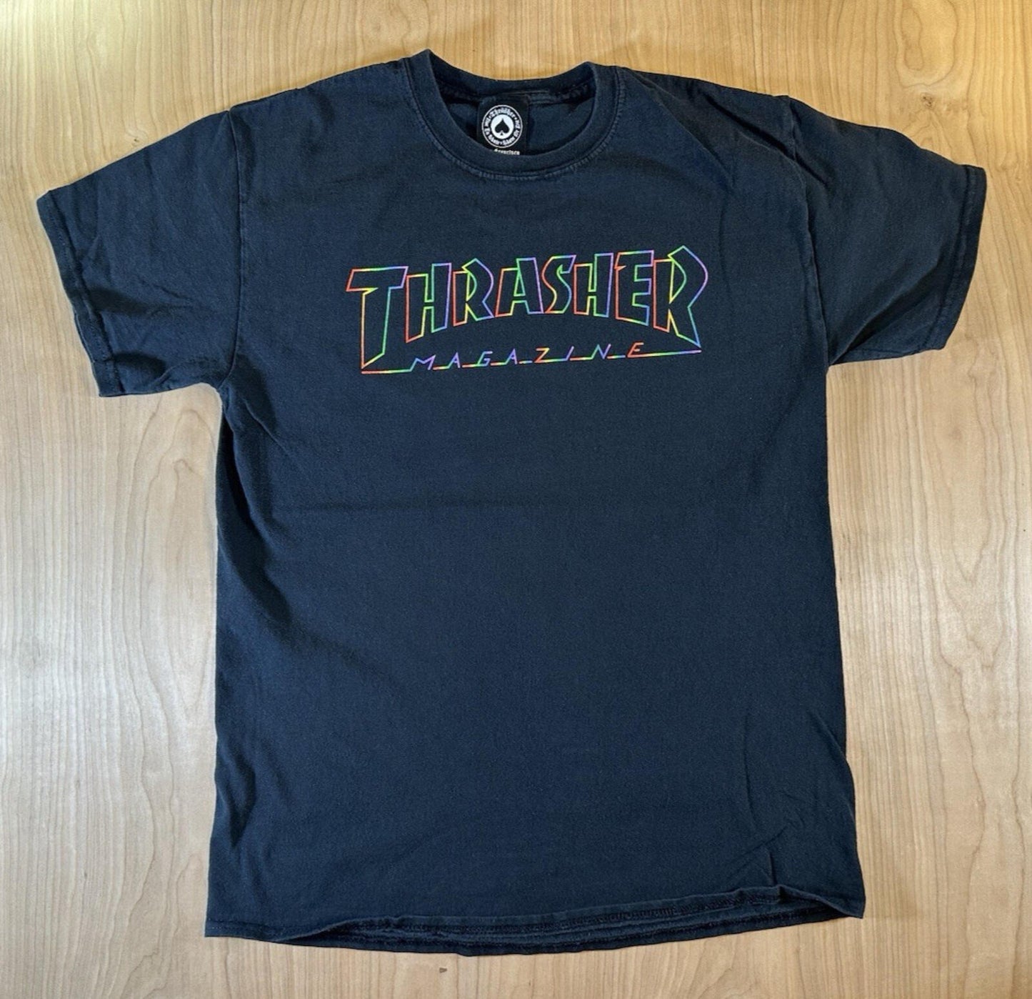 vintage 90's THRASHER MAGAZINE SHIRT skating PUNK rad dude BLACK small