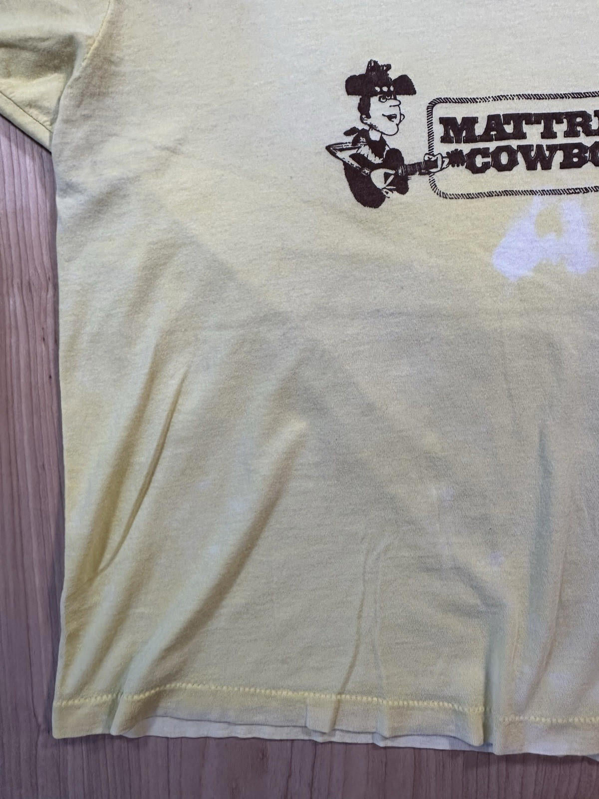 vintage 80's MATTRESS COWBOYS t shirt SCREEN STARS XL sun faded BLEACHED