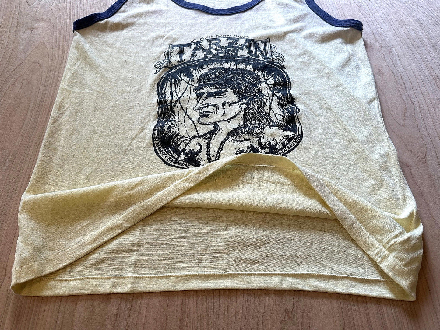 vintage 1988 TARZAN TANK TOP ringer T shirt SINGLE STITCH must see YELLOW faded