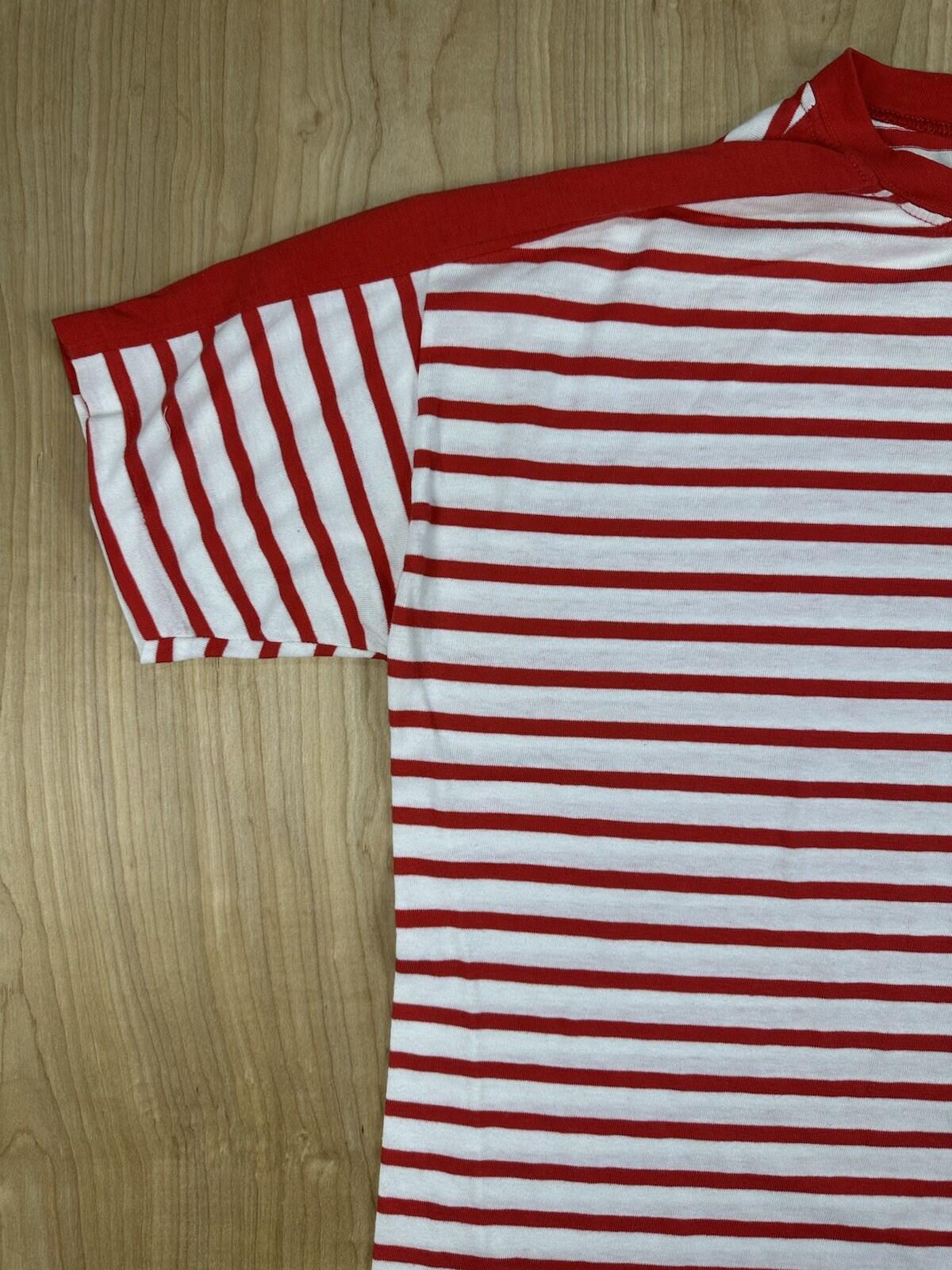 vintage 80's LE TIGRE red and white striped TOP beachy SAILOR GIRL punk LARGE