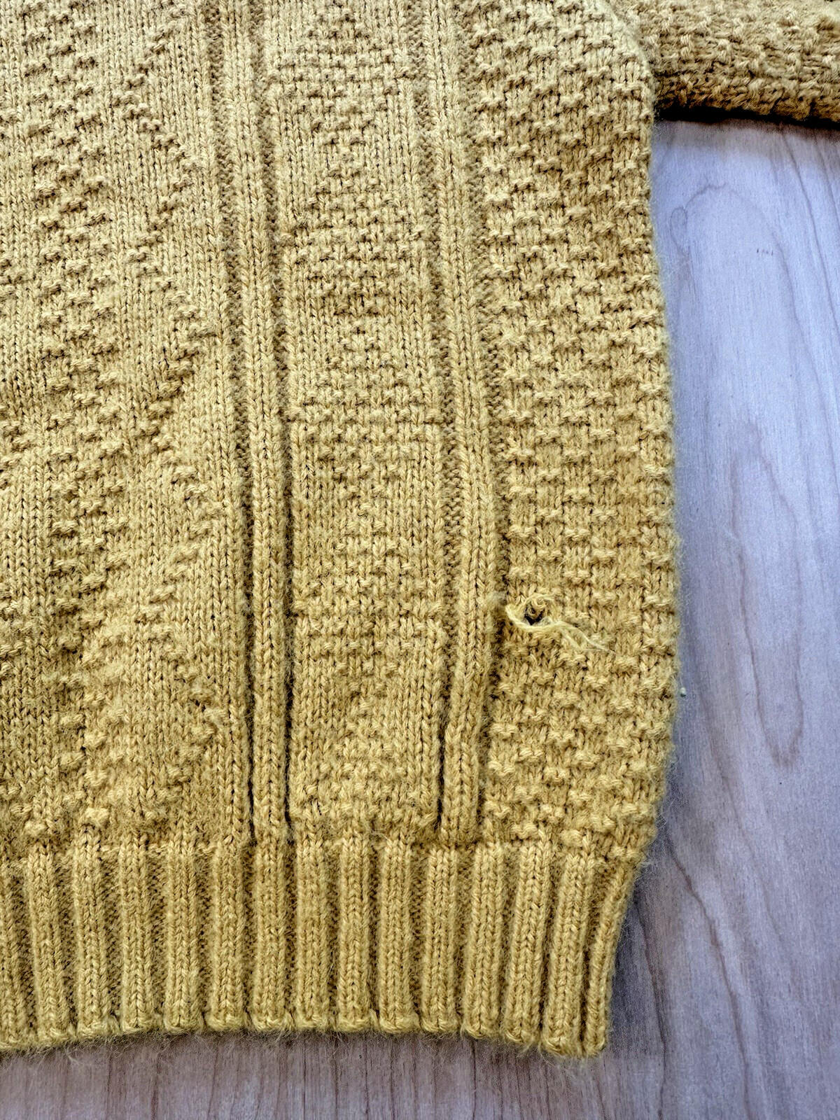 vintage kid size mustard yellow BOY SCOUT SWEATER mock neck home made 1970's