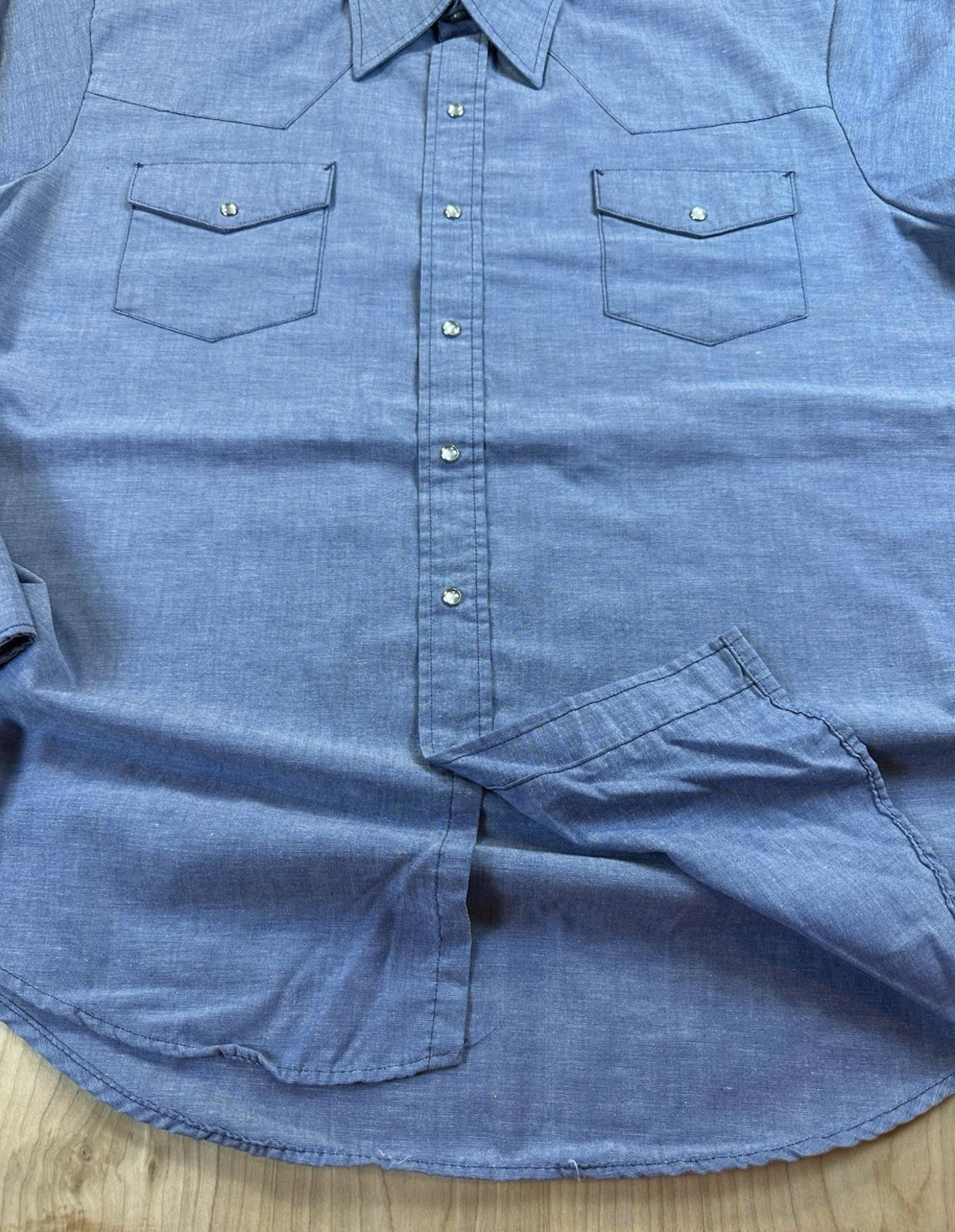 vintage 70's western PEARL SNAP chambray XXL cowboy shirt CHARLES ALEXANDER