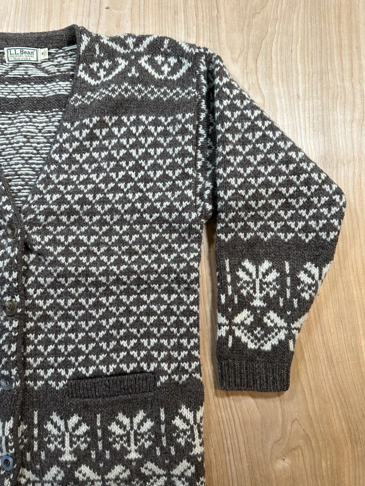 vintage 90's LL BEAN wool SWEATER cardigan MEDIUM made in USA beautiful!