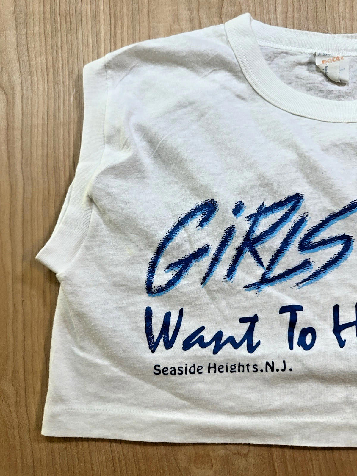 vintage 80's GIRLS JUST WANT TO HAVE FUN halfshirt SEASIDE HEIGHTS NJ board walk