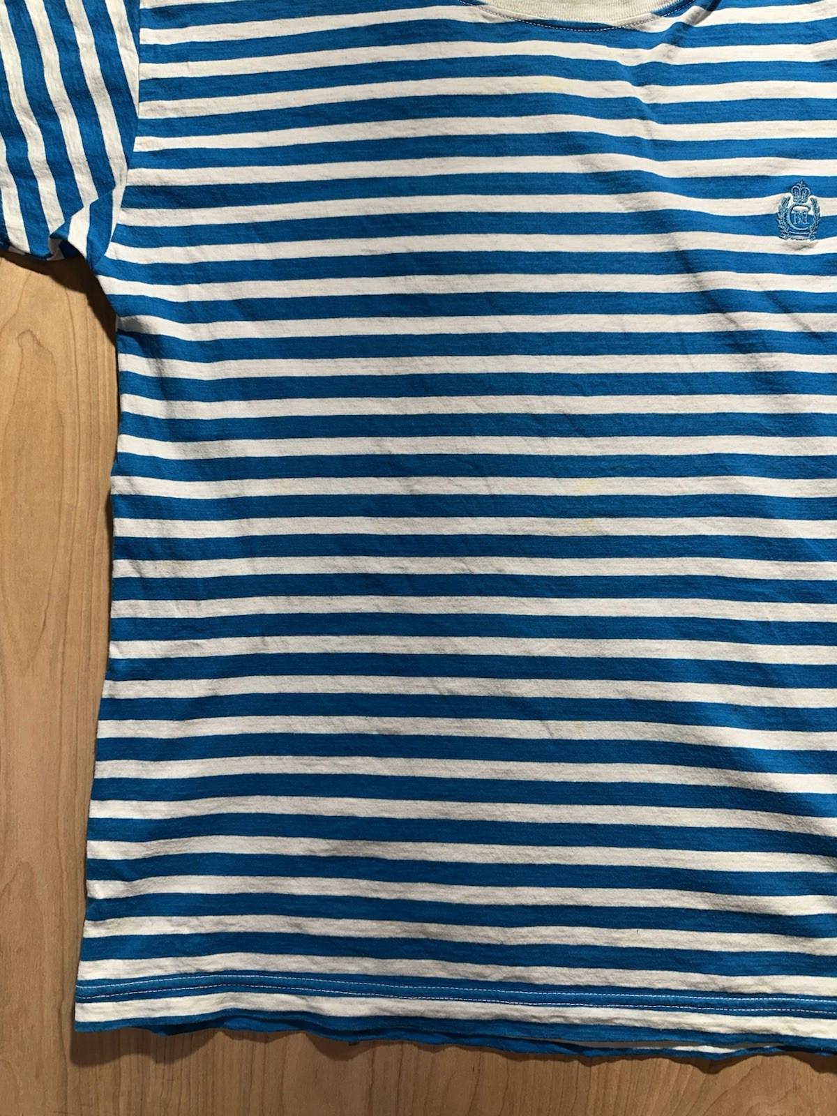 vintage 80's BUGLE BOY striped T SHIRT cotton LARGE preppy PUNK blue and white