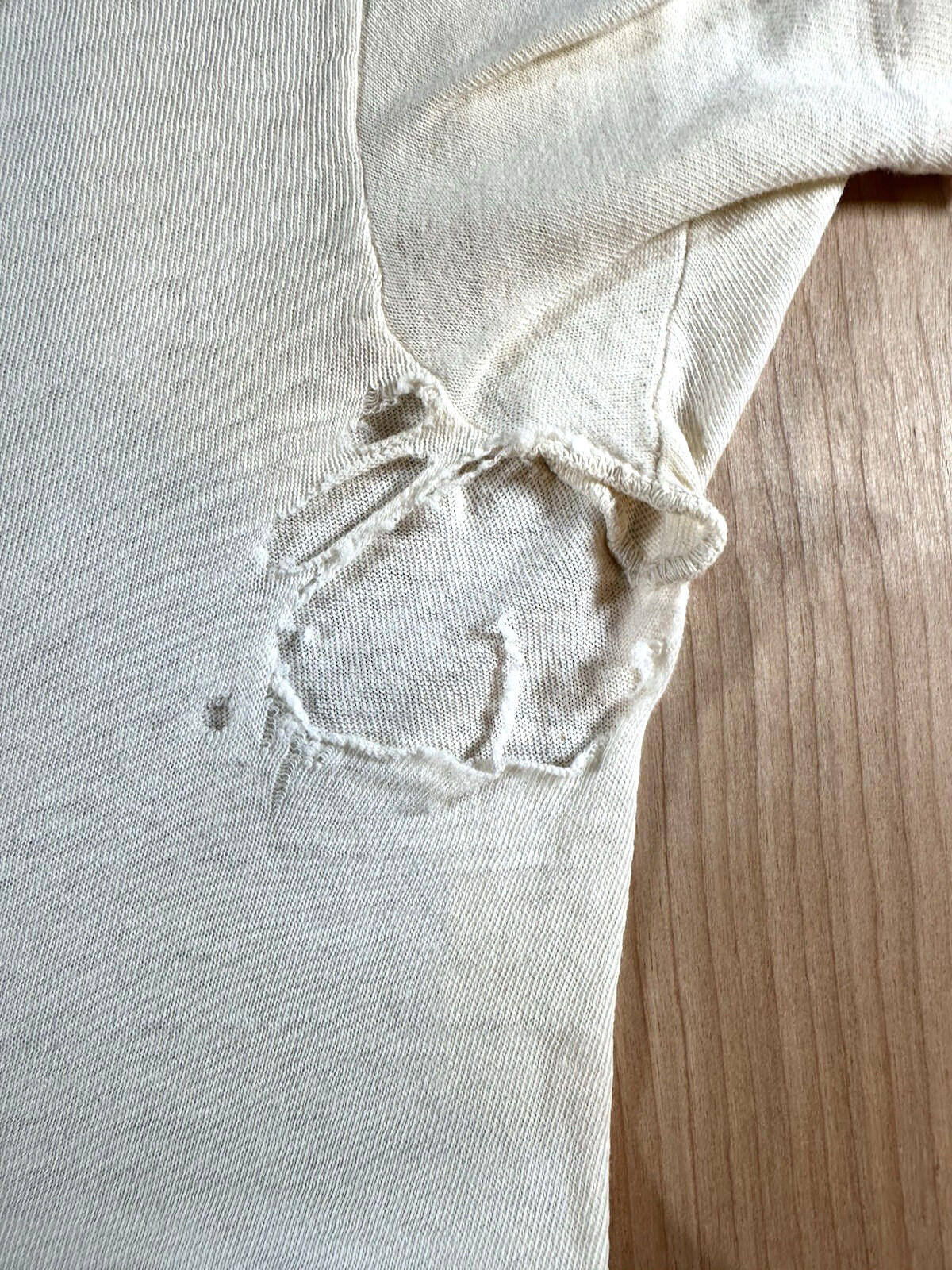 vintage 60's JOCKEY UNDERSHIRT v neck SHREDDED worn PATINA torn MEDIUM j2