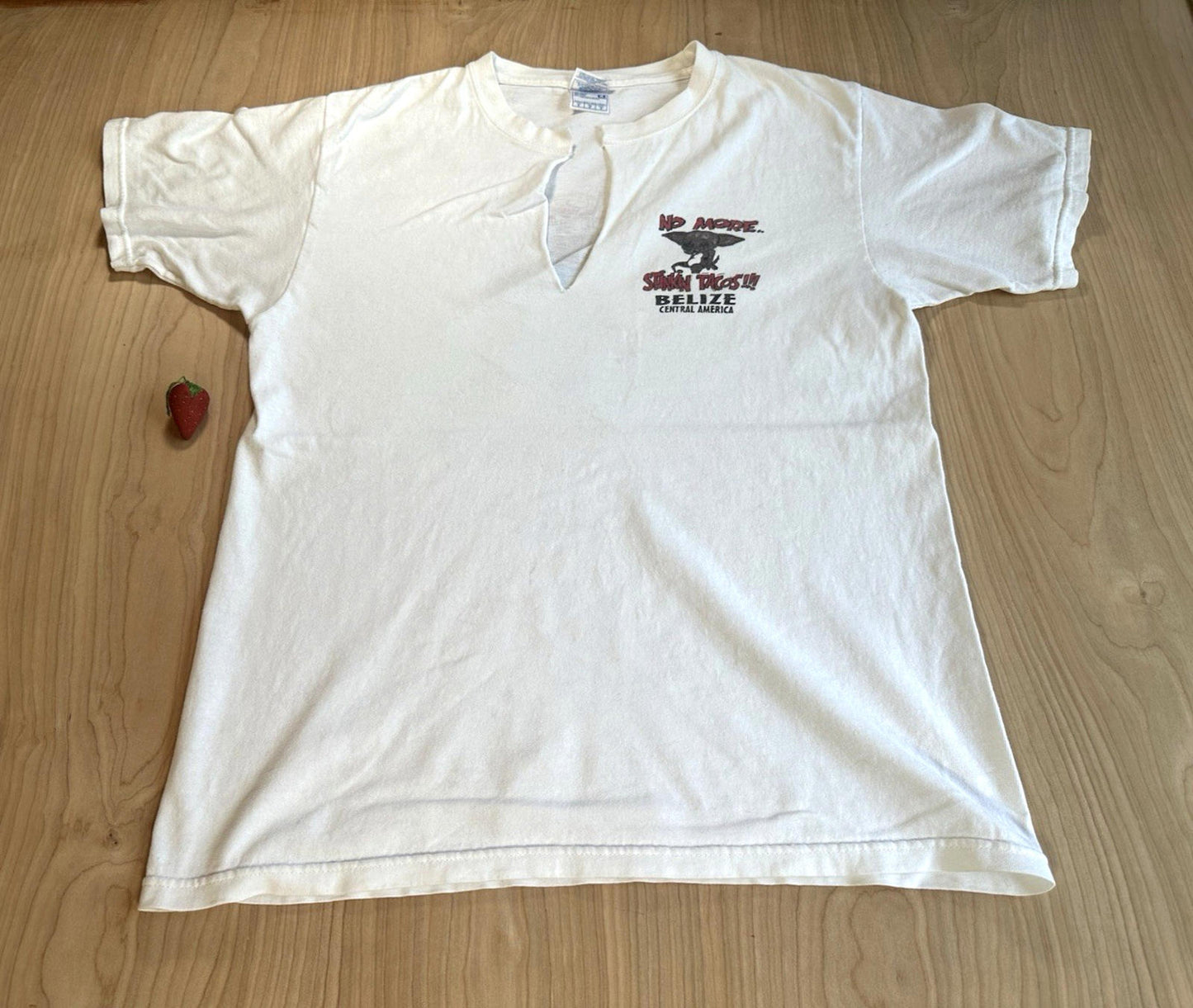 vintage BELIZE thrashed STINKY TACOS medium CUT COLLAR chihuahua SHREDDED