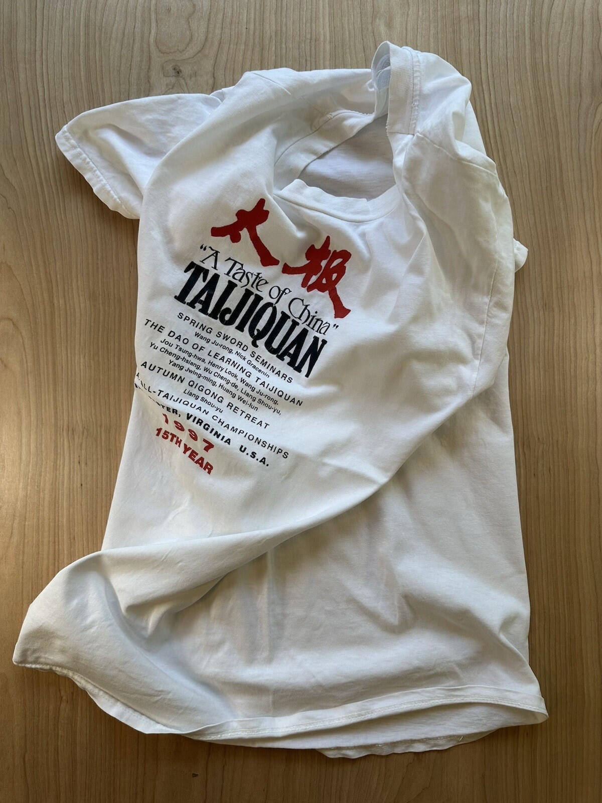 vintage 1997 TAIJIQUAN tai chi retreat T SHIRT hanes BEEFY T medium DAO swords
