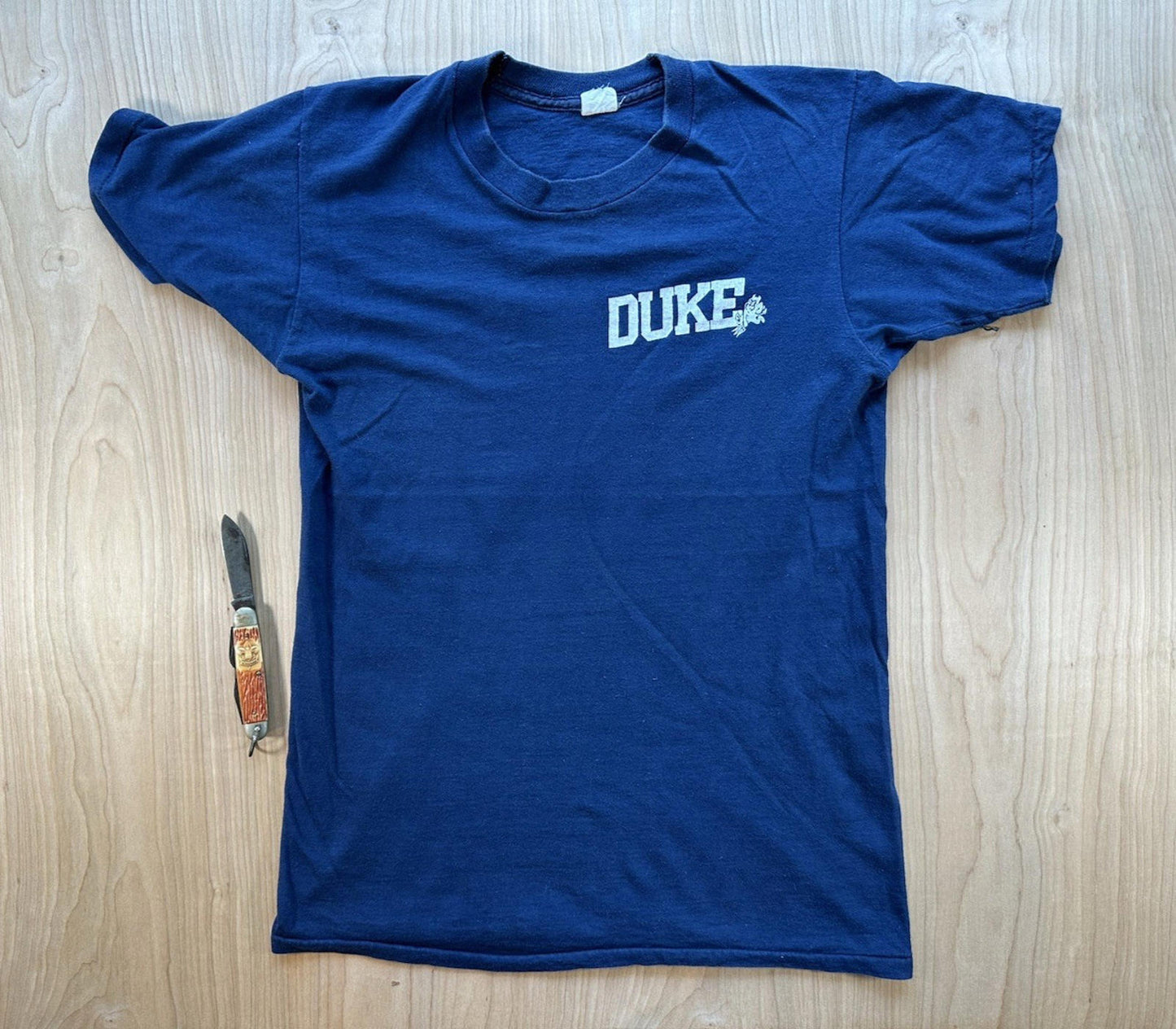 vintage 1984 DUKE UNIVERSITY fruit of the loom BLANK medium PUNK indie BLUE prep