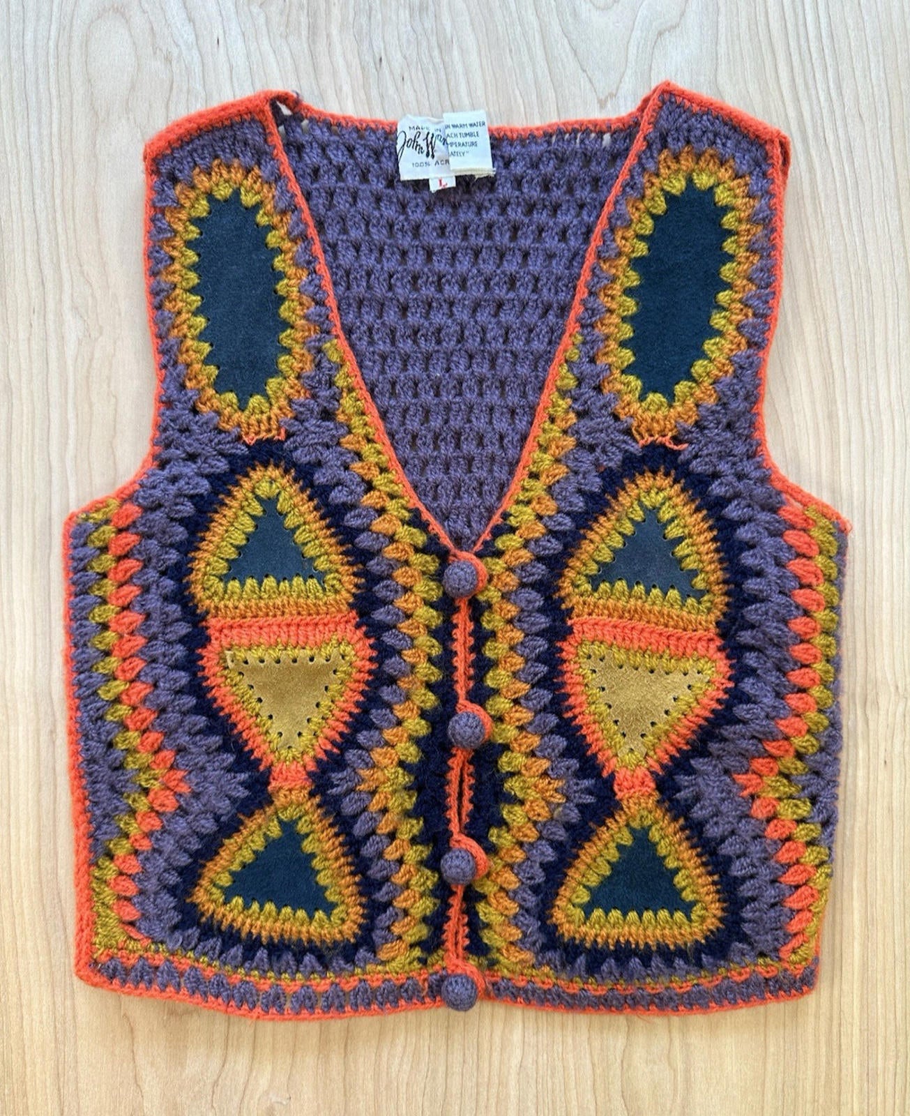 vintage 1960's CROCHET VEST hippy CHILDRENS boho JOHN WANAMAKER amazing LOOKY