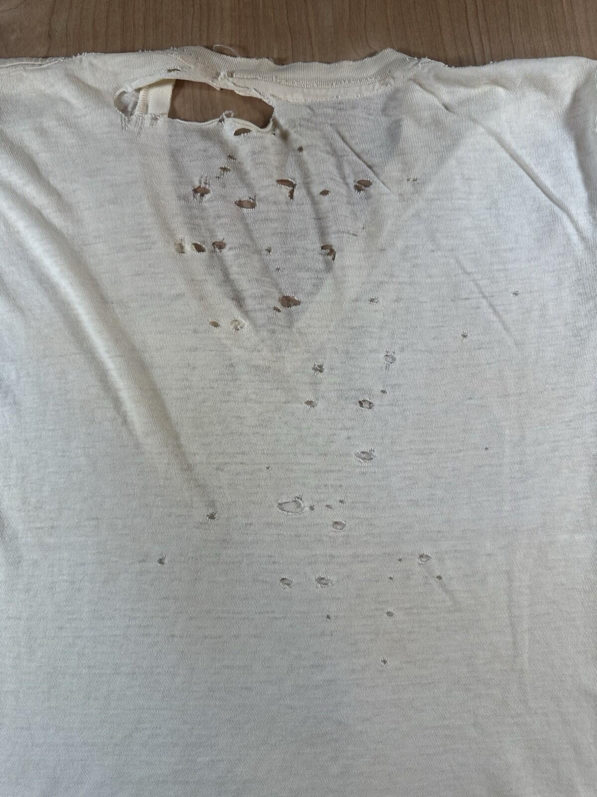 vintage 60's JOCKEY UNDERSHIRT v neck SHREDDED worn PATINA torn MEDIUM j2